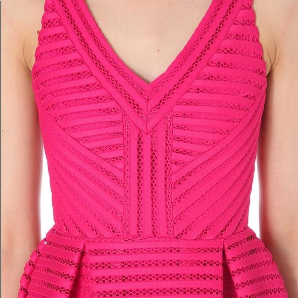 Maje, Structured Rayure Fuchsia Puffball Cocktail… - image 5